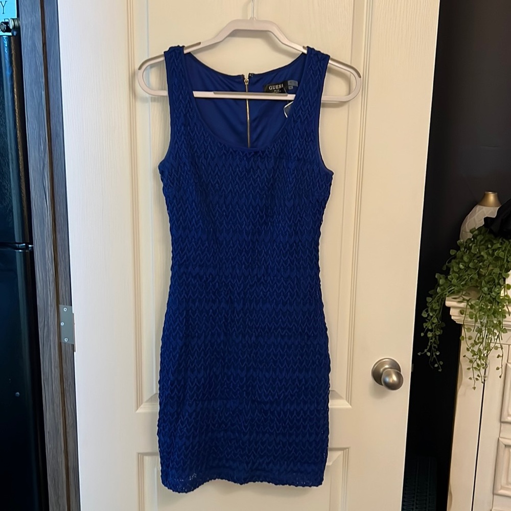 Guess NWT blue dress zipper back size 10